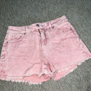 Pink high rise light washed Jean shorts